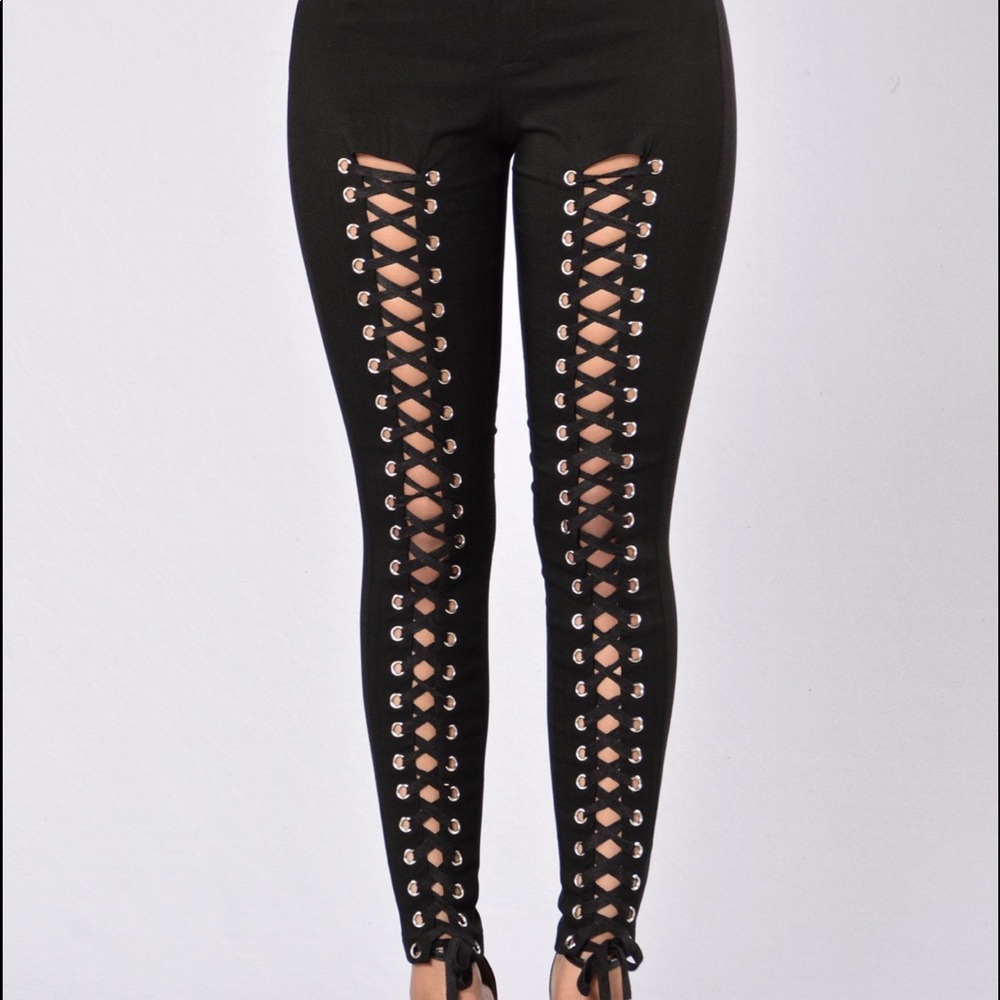 Lace Up “Nori Pants” from Fashion Nova